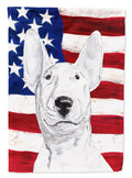 Bull Terrier with American Flag House Flag 28x40 Porch Sleeve Pole Decorative Outside Yard Banner Artwork Wall Hanging, Polyester