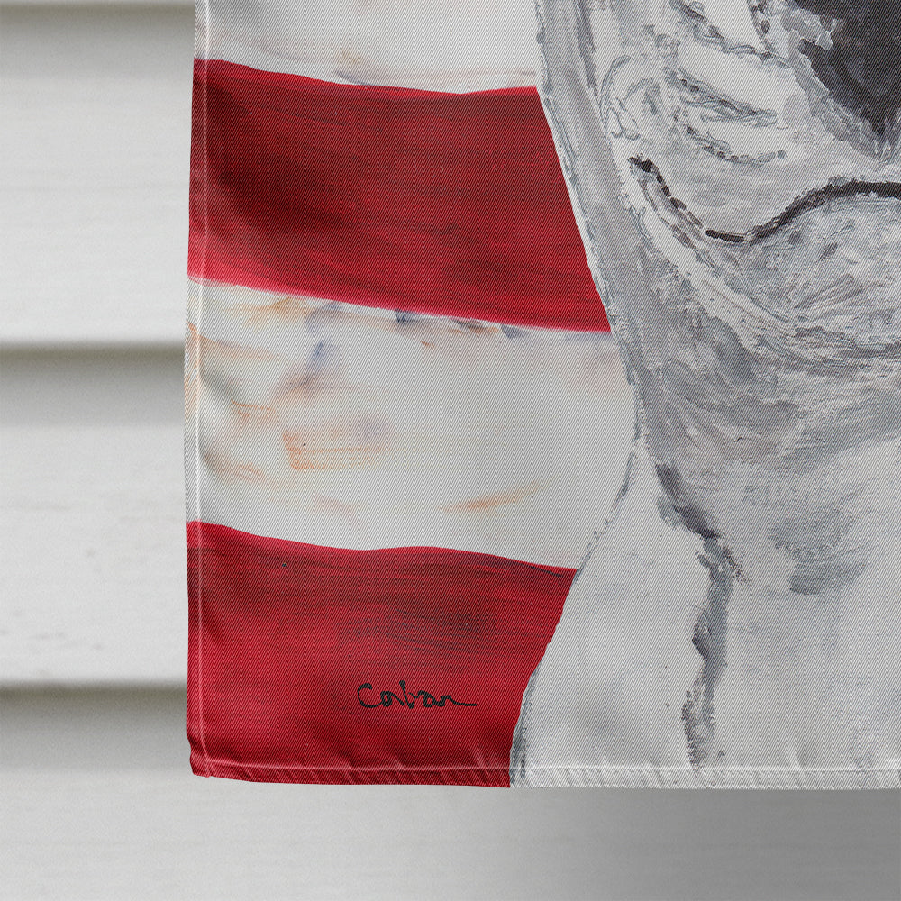 Bull Terrier with American Flag House Flag 28x40 Porch Sleeve Pole Decorative Outside Yard Banner Artwork Wall Hanging, Polyester