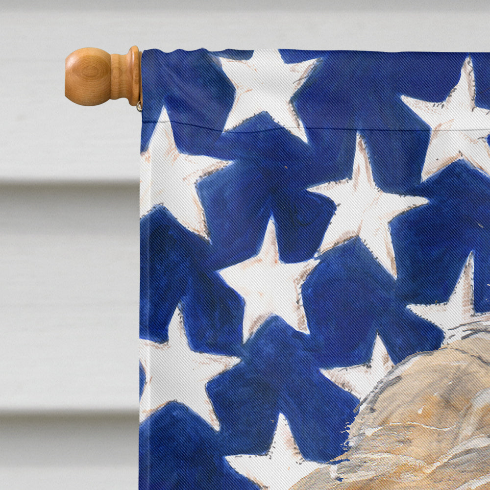 Golden Doodle with American Flag House Flag 28x40 Porch Sleeve Pole Decorative Outside Yard Banner Artwork Wall Hanging, Polyester