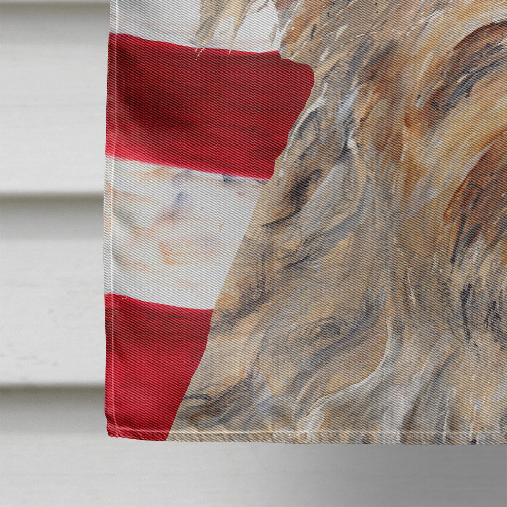 Golden Doodle with American Flag House Flag 28x40 Porch Sleeve Pole Decorative Outside Yard Banner Artwork Wall Hanging, Polyester