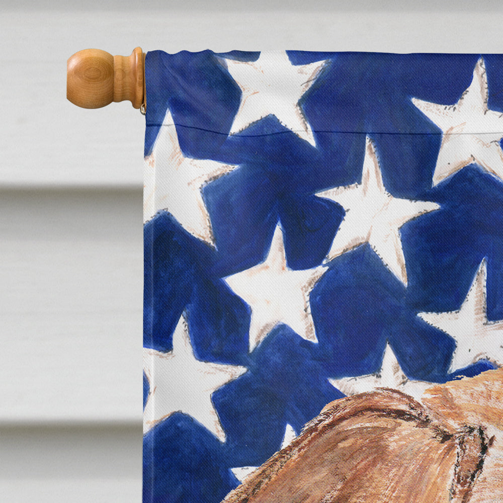 English Foxhound with American Flag House Flag 28x40 Porch Sleeve Pole Decorative Outside Yard Banner Artwork Wall Hanging, Polyester