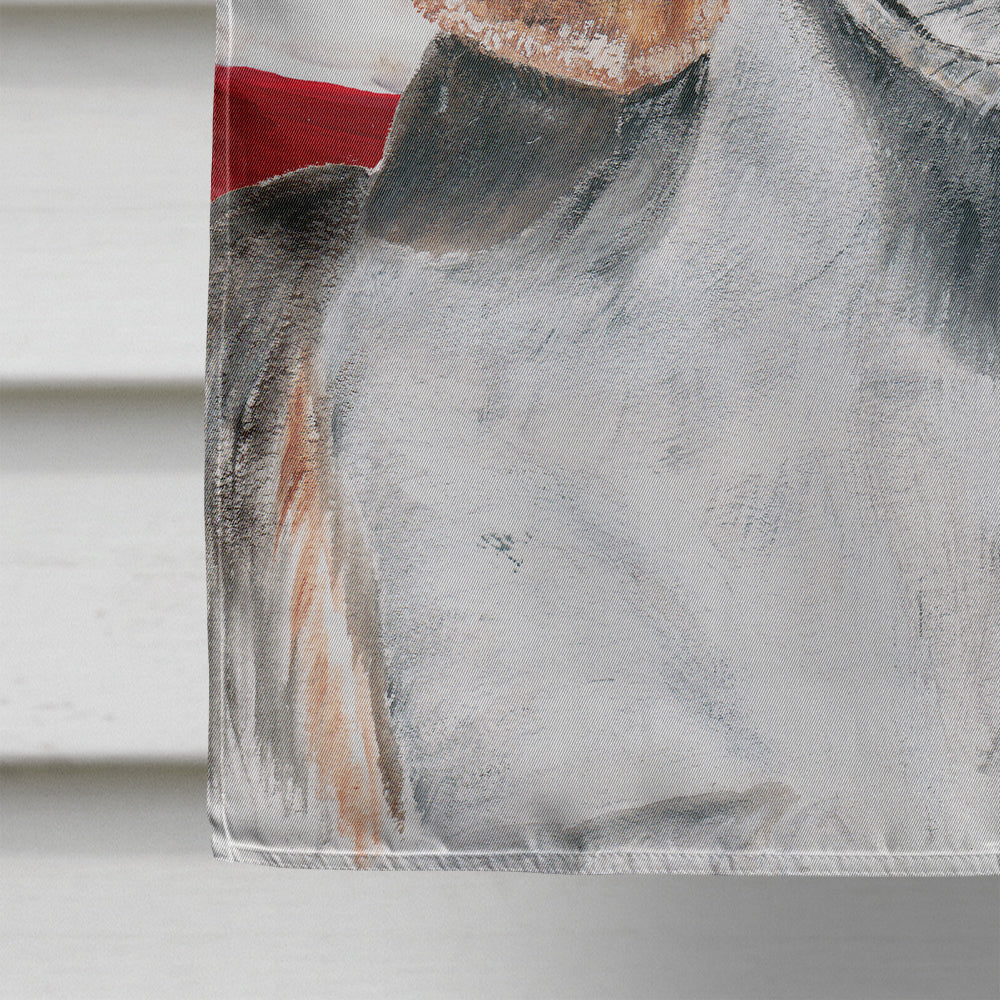 English Foxhound with American Flag House Flag 28x40 Porch Sleeve Pole Decorative Outside Yard Banner Artwork Wall Hanging, Polyester