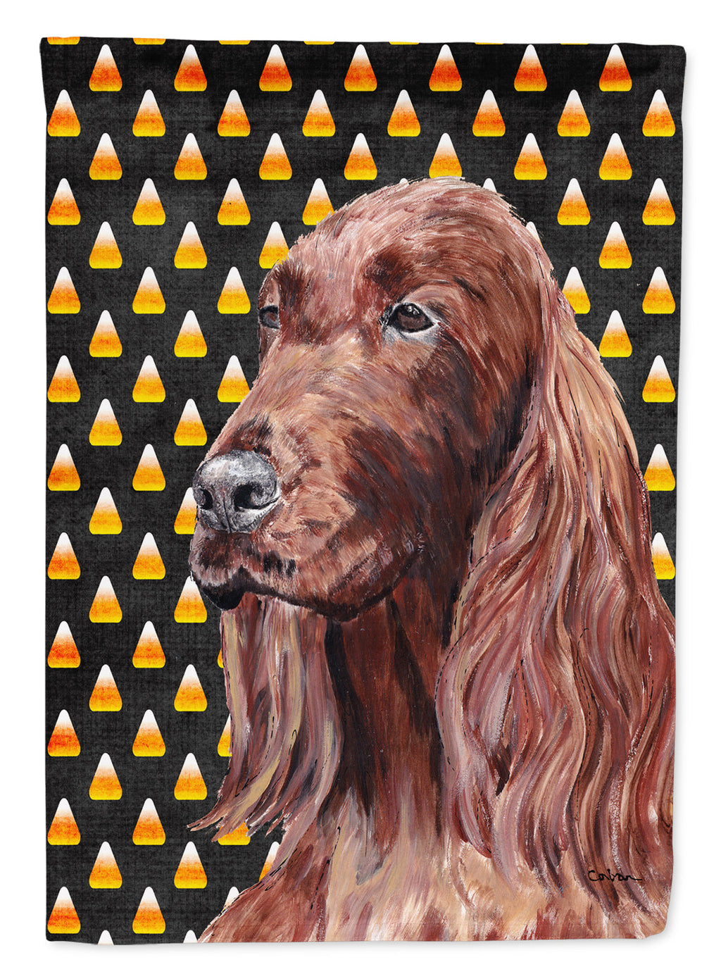 Irish Setter Candy Corn Halloween House Flag 28x40 Porch Sleeve Pole Decorative Outside Yard Banner Artwork Wall Hanging, Polyester
