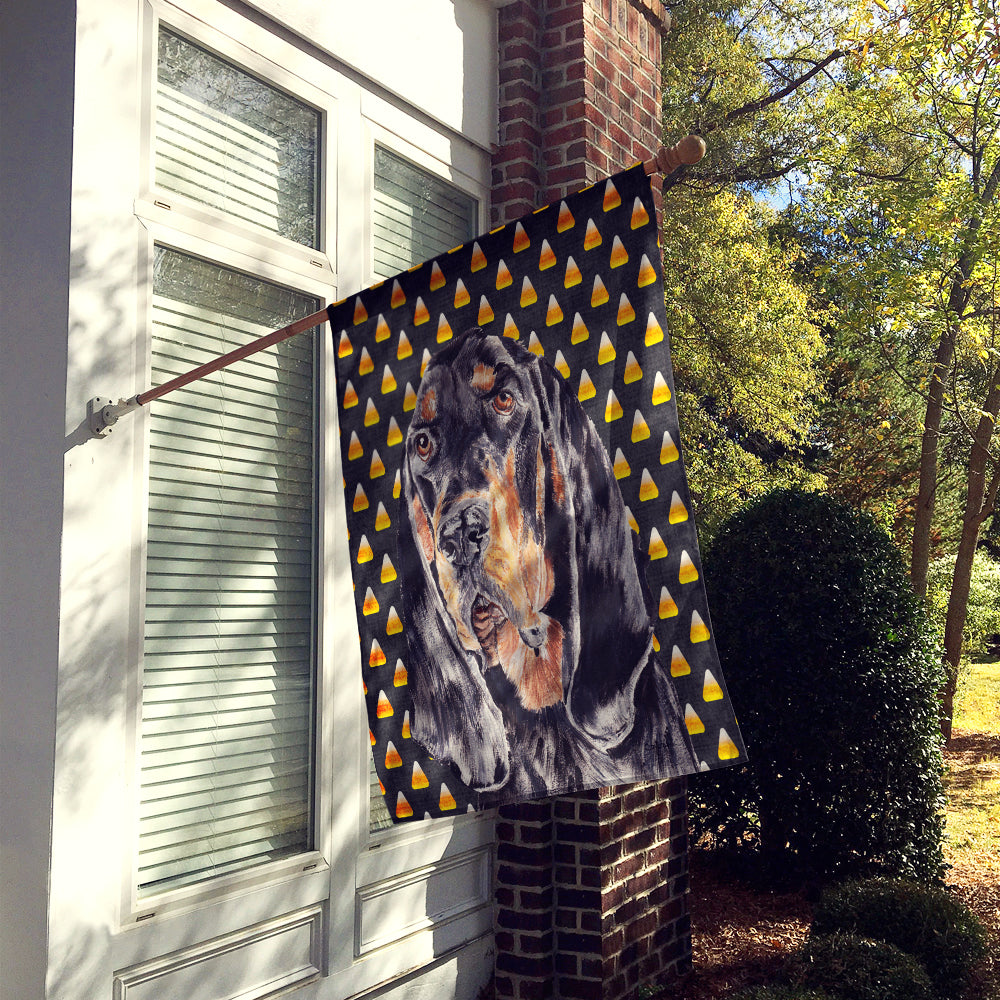 Black and Tan Coonhound  Candy Corn Halloween House Flag 28x40 Porch Sleeve Pole Decorative Outside Yard Banner Artwork Wall Hanging, Polyester
