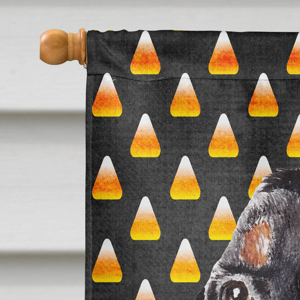 Black and Tan Coonhound  Candy Corn Halloween House Flag 28x40 Porch Sleeve Pole Decorative Outside Yard Banner Artwork Wall Hanging, Polyester