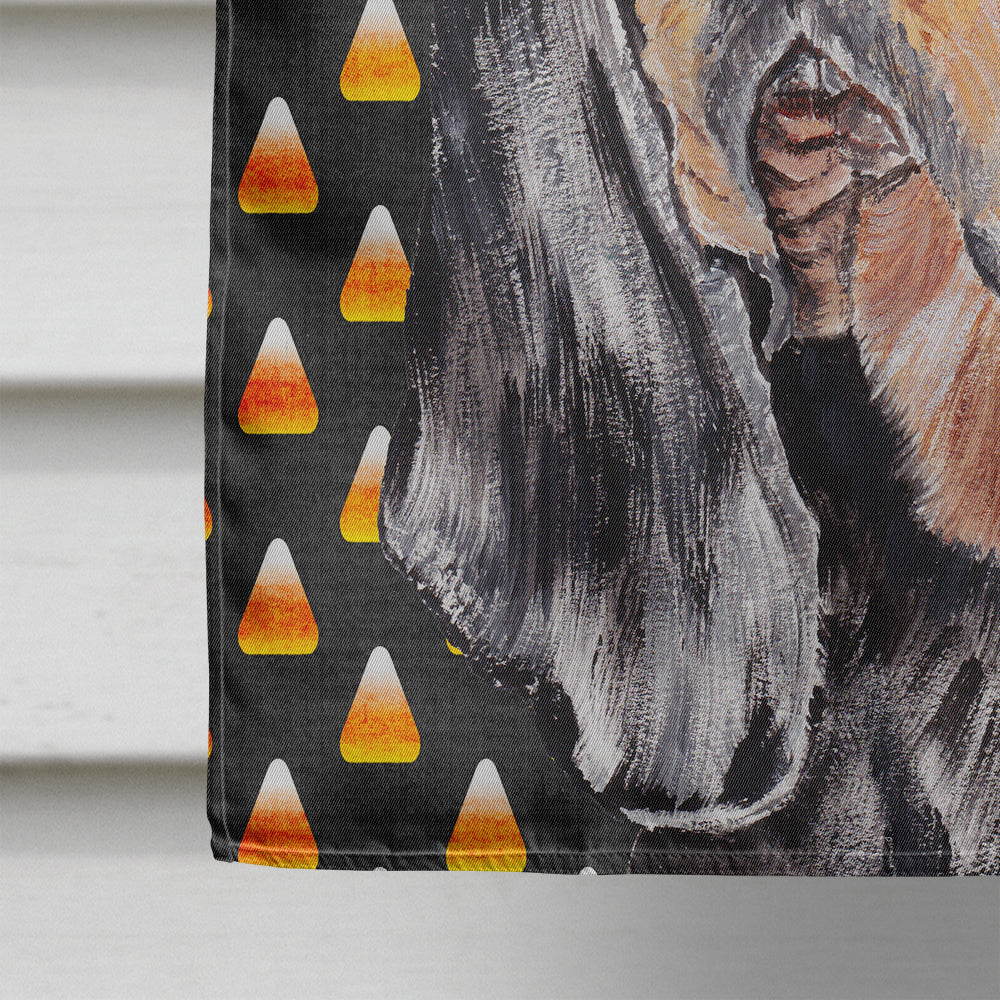 Black and Tan Coonhound  Candy Corn Halloween House Flag 28x40 Porch Sleeve Pole Decorative Outside Yard Banner Artwork Wall Hanging, Polyester