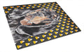 Black and Tan Coonhound  Candy Corn Halloween Cutting Board Tempered Glass Kitchen Cutting Surface, Heat Resistant Chopping, Non-Slip Feet, Food Prep & Serving