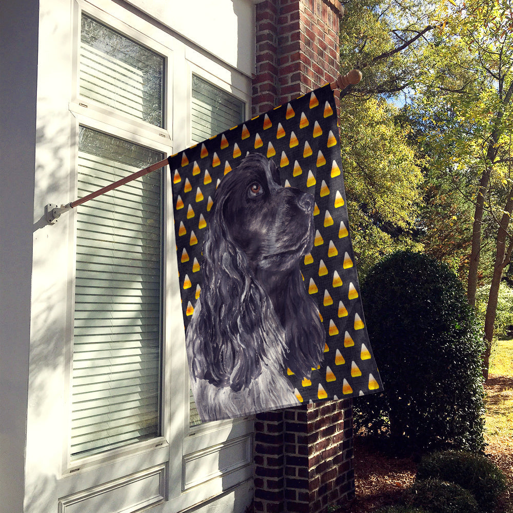 Black Cocker Spaniel  Candy Corn Halloween House Flag 28x40 Porch Sleeve Pole Decorative Outside Yard Banner Artwork Wall Hanging, Polyester