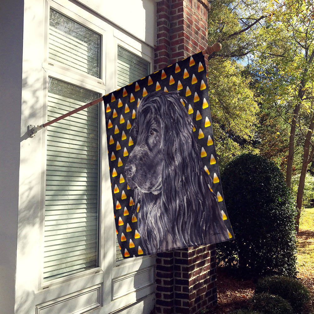 Black Cocker Spaniel  Candy Corn Halloween House Flag 28x40 Porch Sleeve Pole Decorative Outside Yard Banner Artwork Wall Hanging, Polyester
