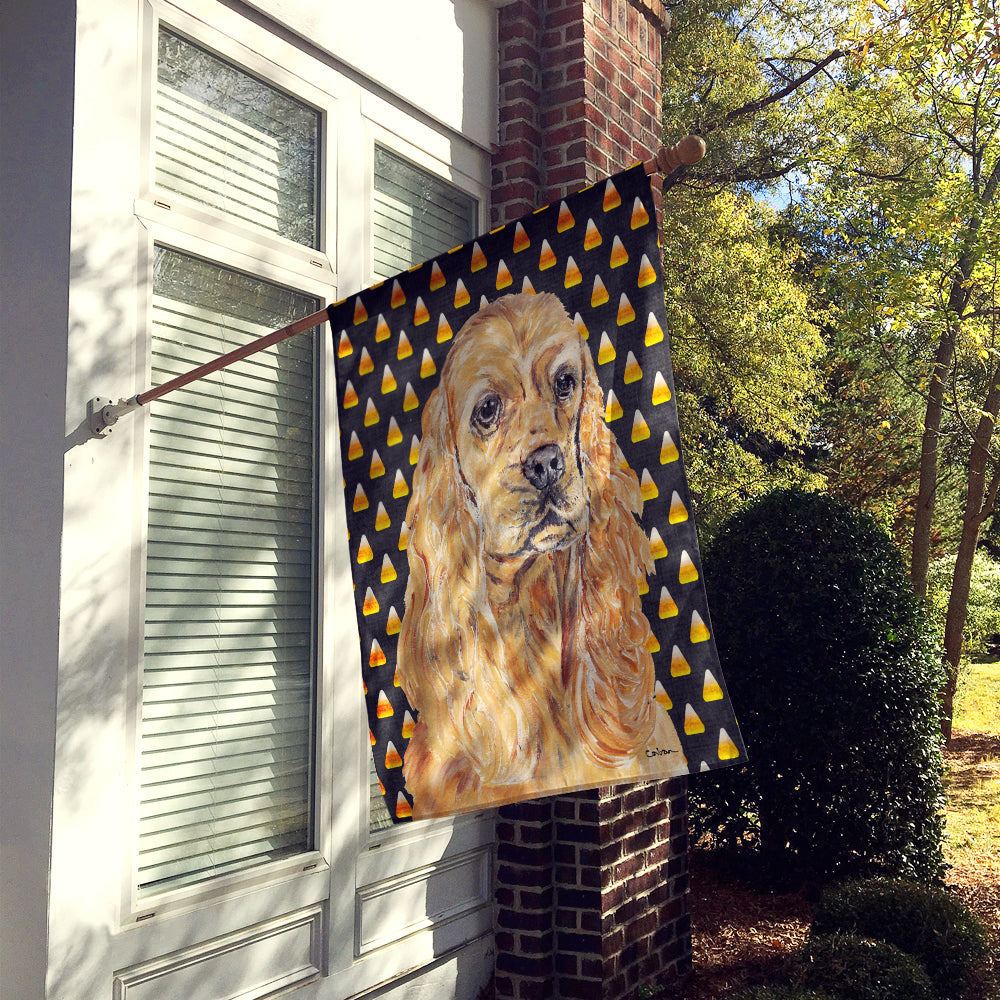 Buff Cocker Spaniel  Candy Corn Halloween House Flag 28x40 Porch Sleeve Pole Decorative Outside Yard Banner Artwork Wall Hanging, Polyester