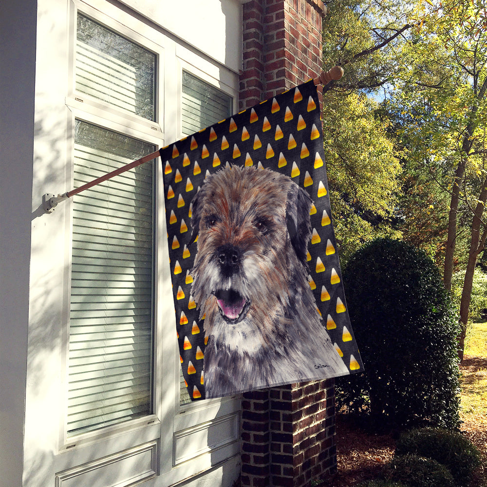 Border Terrier  Candy Corn Halloween House Flag 28x40 Porch Sleeve Pole Decorative Outside Yard Banner Artwork Wall Hanging, Polyester