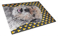 Border Terrier  Candy Corn Halloween Cutting Board Tempered Glass Kitchen Cutting Surface, Heat Resistant Chopping, Non-Slip Feet, Food Prep & Serving