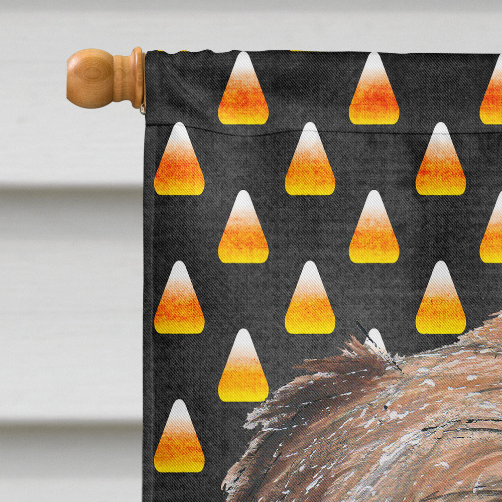 Brussels Griffon  Candy Corn Halloween House Flag 28x40 Porch Sleeve Pole Decorative Outside Yard Banner Artwork Wall Hanging, Polyester