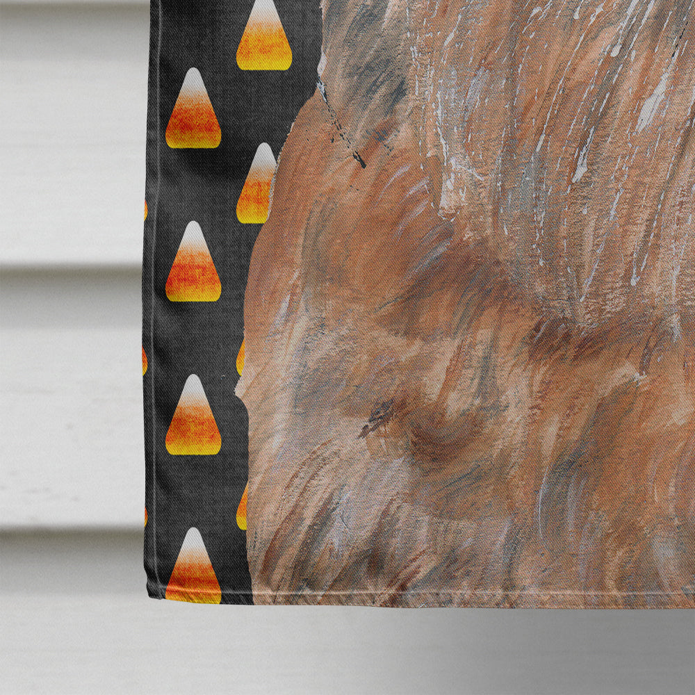 Brussels Griffon  Candy Corn Halloween House Flag 28x40 Porch Sleeve Pole Decorative Outside Yard Banner Artwork Wall Hanging, Polyester
