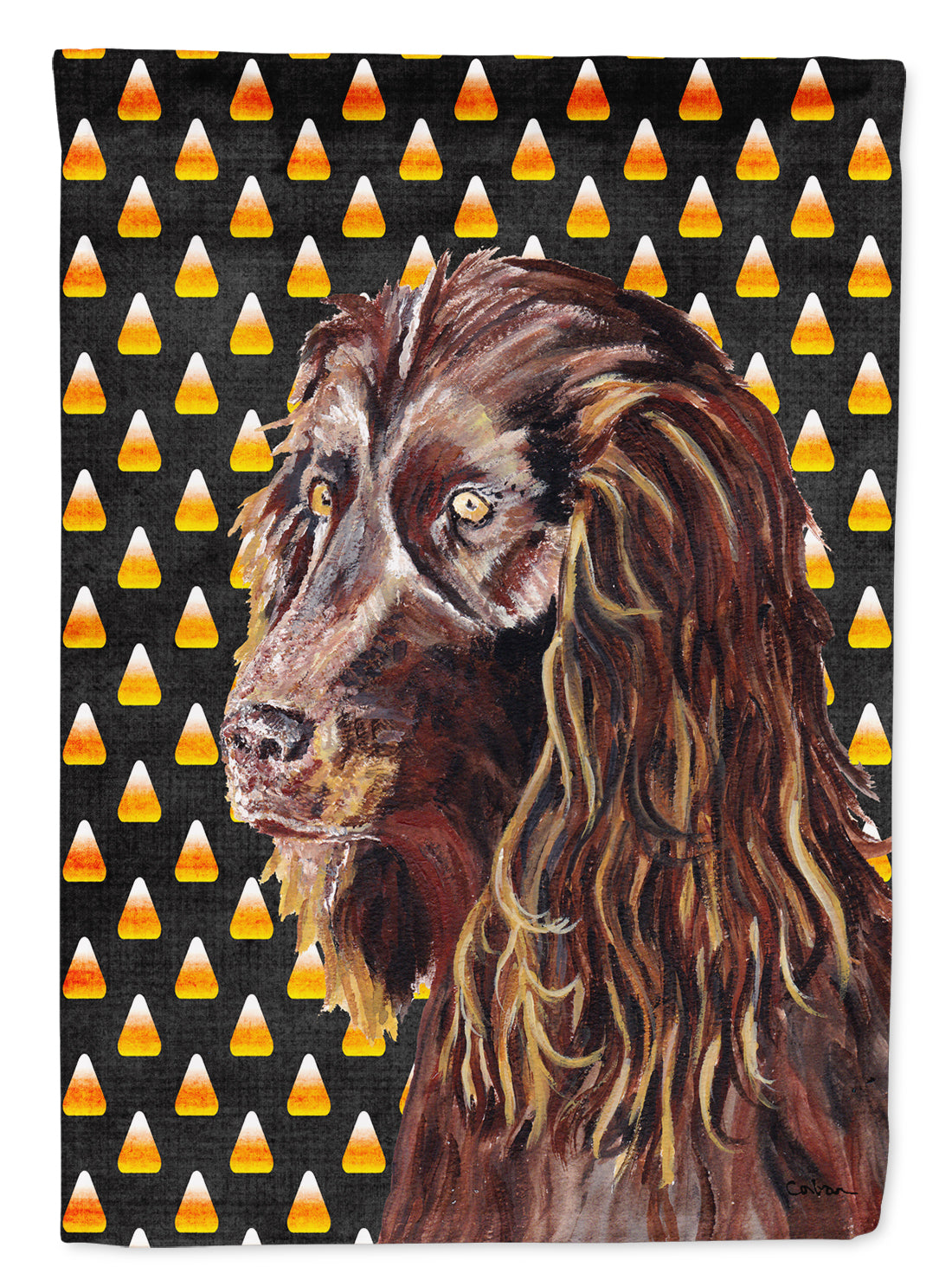 Boykin Spaniel  Candy Corn Halloween House Flag 28x40 Porch Sleeve Pole Decorative Outside Yard Banner Artwork Wall Hanging, Polyester