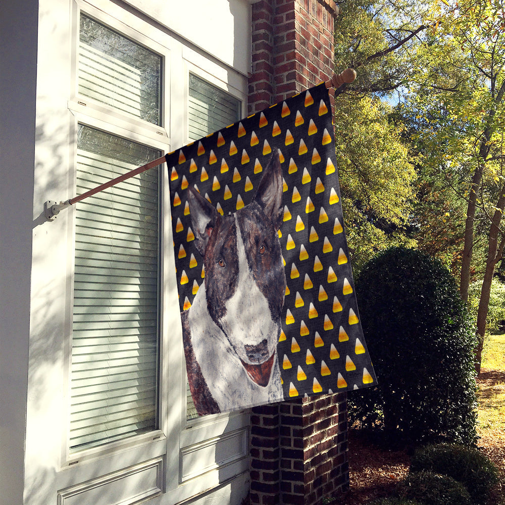 Bull Terrier Candy Corn Halloween House Flag 28x40 Porch Sleeve Pole Decorative Outside Yard Banner Artwork Wall Hanging, Polyester