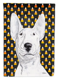 Bull Terrier Candy Corn Halloween House Flag 28x40 Porch Sleeve Pole Decorative Outside Yard Banner Artwork Wall Hanging, Polyester