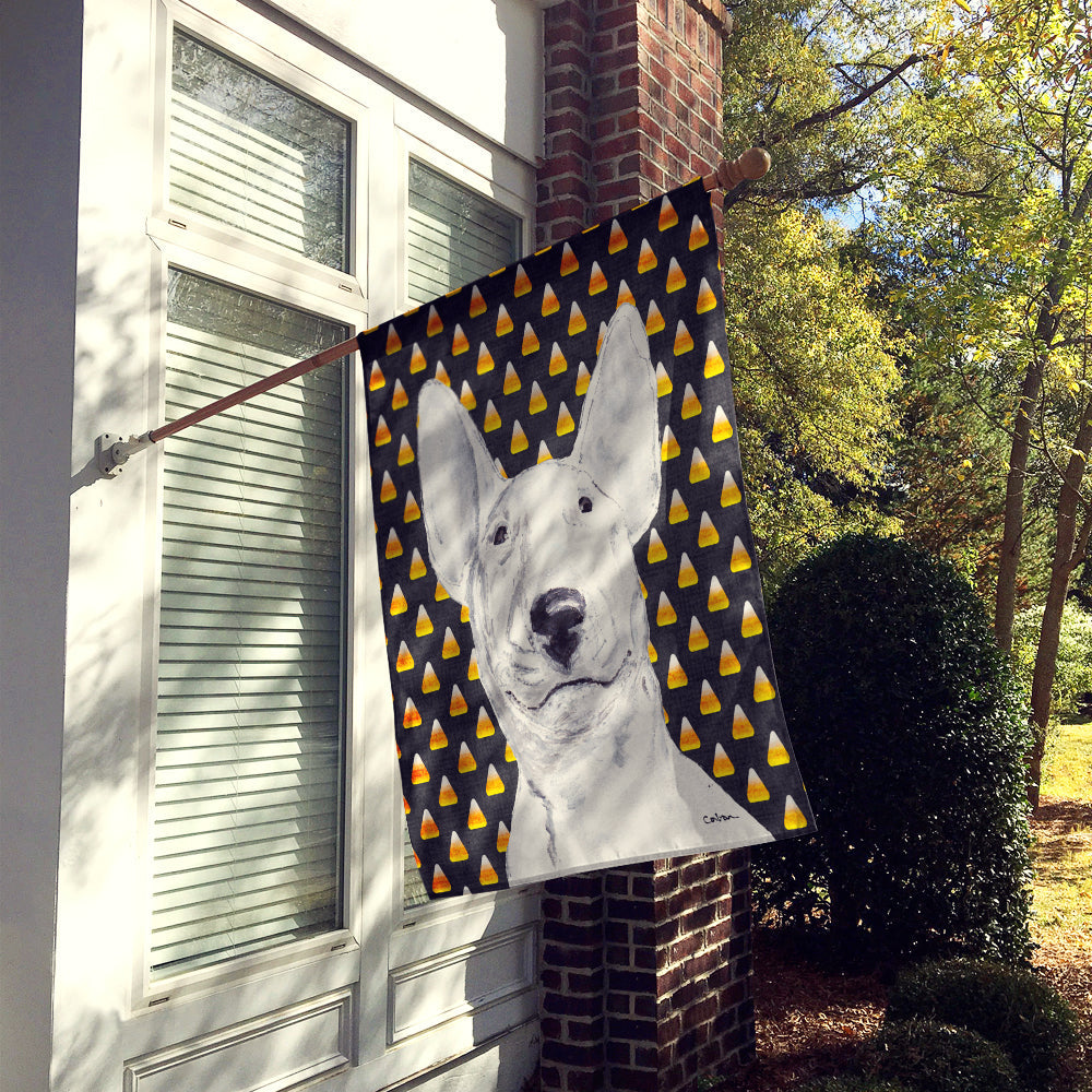 Bull Terrier Candy Corn Halloween House Flag 28x40 Porch Sleeve Pole Decorative Outside Yard Banner Artwork Wall Hanging, Polyester