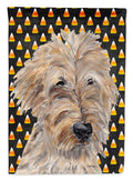 Golden Doodle Candy Corn Halloween House Flag 28x40 Porch Sleeve Pole Decorative Outside Yard Banner Artwork Wall Hanging, Polyester