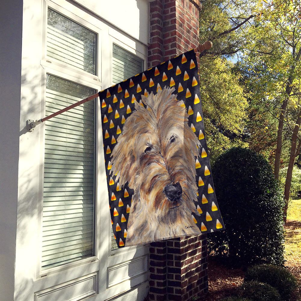 Golden Doodle Candy Corn Halloween House Flag 28x40 Porch Sleeve Pole Decorative Outside Yard Banner Artwork Wall Hanging, Polyester
