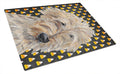Golden Doodle Candy Corn Halloween Cutting Board Tempered Glass Kitchen Cutting Surface, Heat Resistant Chopping, Non-Slip Feet, Food Prep & Serving