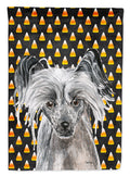 Chinese Crested Candy Corn Halloween House Flag 28x40 Porch Sleeve Pole Decorative Outside Yard Banner Artwork Wall Hanging, Polyester