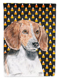 English Foxhound Candy Corn Halloween House Flag 28x40 Porch Sleeve Pole Decorative Outside Yard Banner Artwork Wall Hanging, Polyester