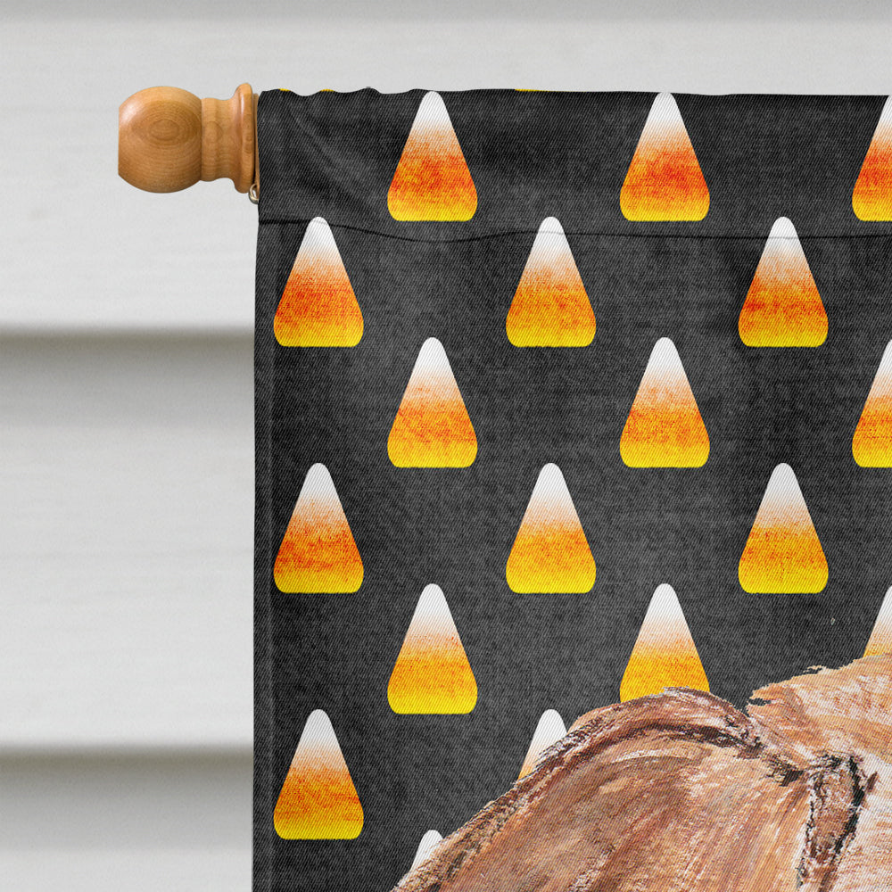 English Foxhound Candy Corn Halloween House Flag 28x40 Porch Sleeve Pole Decorative Outside Yard Banner Artwork Wall Hanging, Polyester