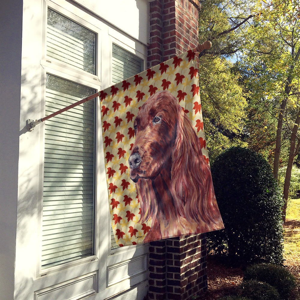 Irish Setter Fall Leaves House Flag 28x40 Porch Sleeve Pole Decorative Outside Yard Banner Artwork Wall Hanging, Polyester
