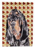 Black and Tan Coonhound Fall Leaves House Flag 28x40 Porch Sleeve Pole Decorative Outside Yard Banner Artwork Wall Hanging, Polyester