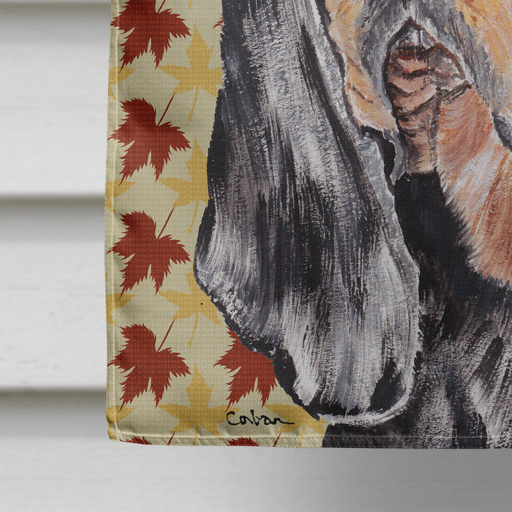 Black and Tan Coonhound Fall Leaves House Flag 28x40 Porch Sleeve Pole Decorative Outside Yard Banner Artwork Wall Hanging, Polyester