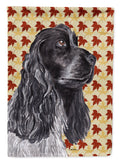 Black Cocker Spaniel Fall Leaves House Flag 28x40 Porch Sleeve Pole Decorative Outside Yard Banner Artwork Wall Hanging, Polyester