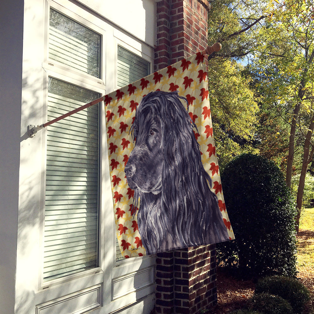 Black Cocker Spaniel Fall Leaves House Flag 28x40 Porch Sleeve Pole Decorative Outside Yard Banner Artwork Wall Hanging, Polyester