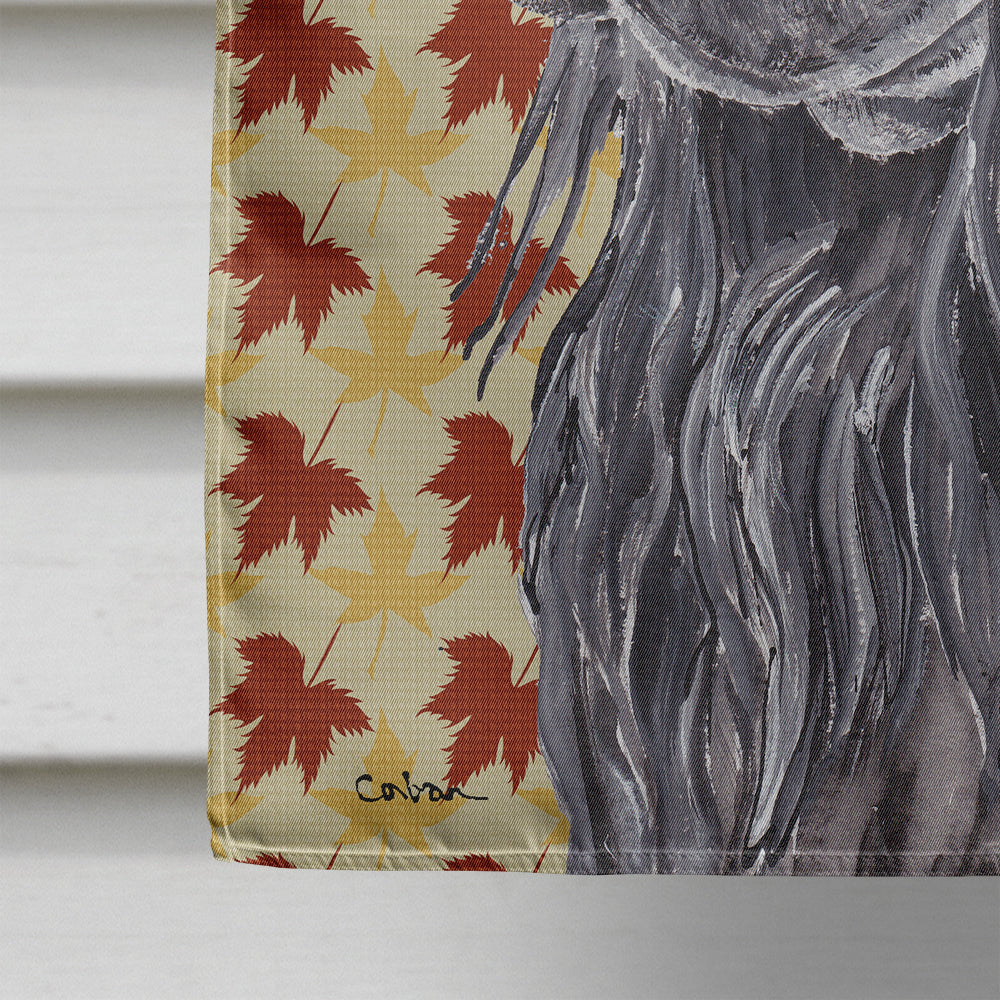 Black Cocker Spaniel Fall Leaves House Flag 28x40 Porch Sleeve Pole Decorative Outside Yard Banner Artwork Wall Hanging, Polyester