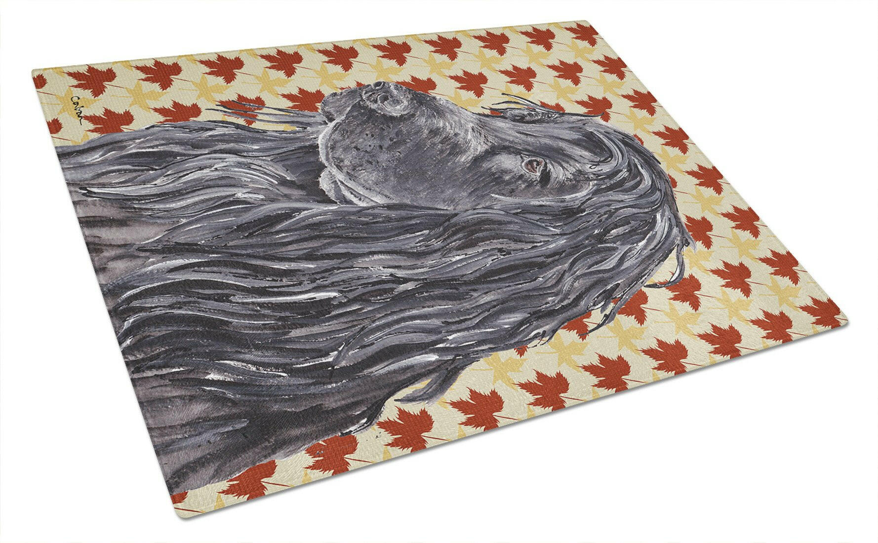 Black Cocker Spaniel Fall Leaves Cutting Board Tempered Glass Kitchen Cutting Surface, Heat Resistant Chopping, Non-Slip Feet, Food Prep & Serving