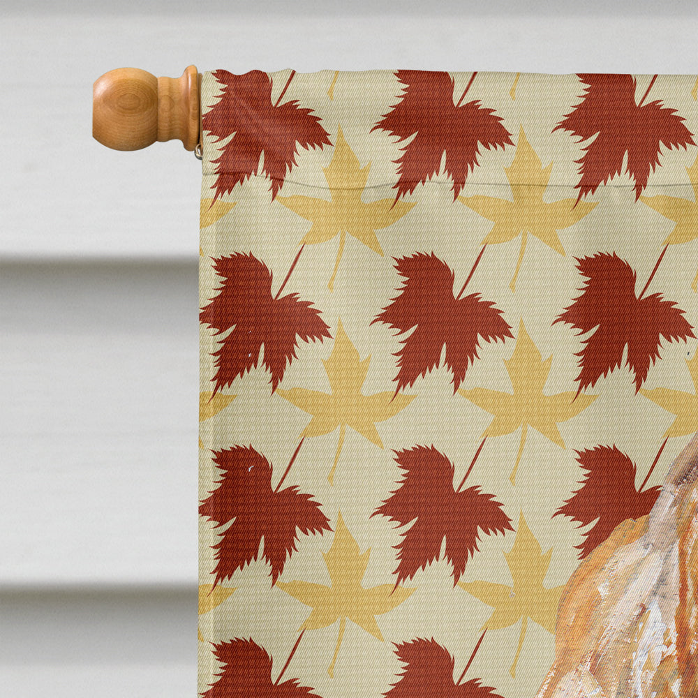 Buff Cocker Spaniel Fall Leaves House Flag 28x40 Porch Sleeve Pole Decorative Outside Yard Banner Artwork Wall Hanging, Polyester