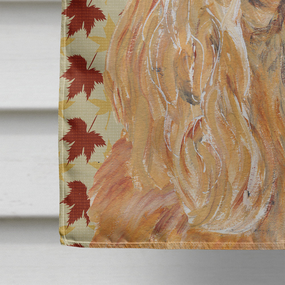 Buff Cocker Spaniel Fall Leaves House Flag 28x40 Porch Sleeve Pole Decorative Outside Yard Banner Artwork Wall Hanging, Polyester