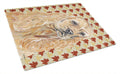 Buff Cocker Spaniel Fall Leaves Cutting Board Tempered Glass Kitchen Cutting Surface, Heat Resistant Chopping, Non-Slip Feet, Food Prep & Serving