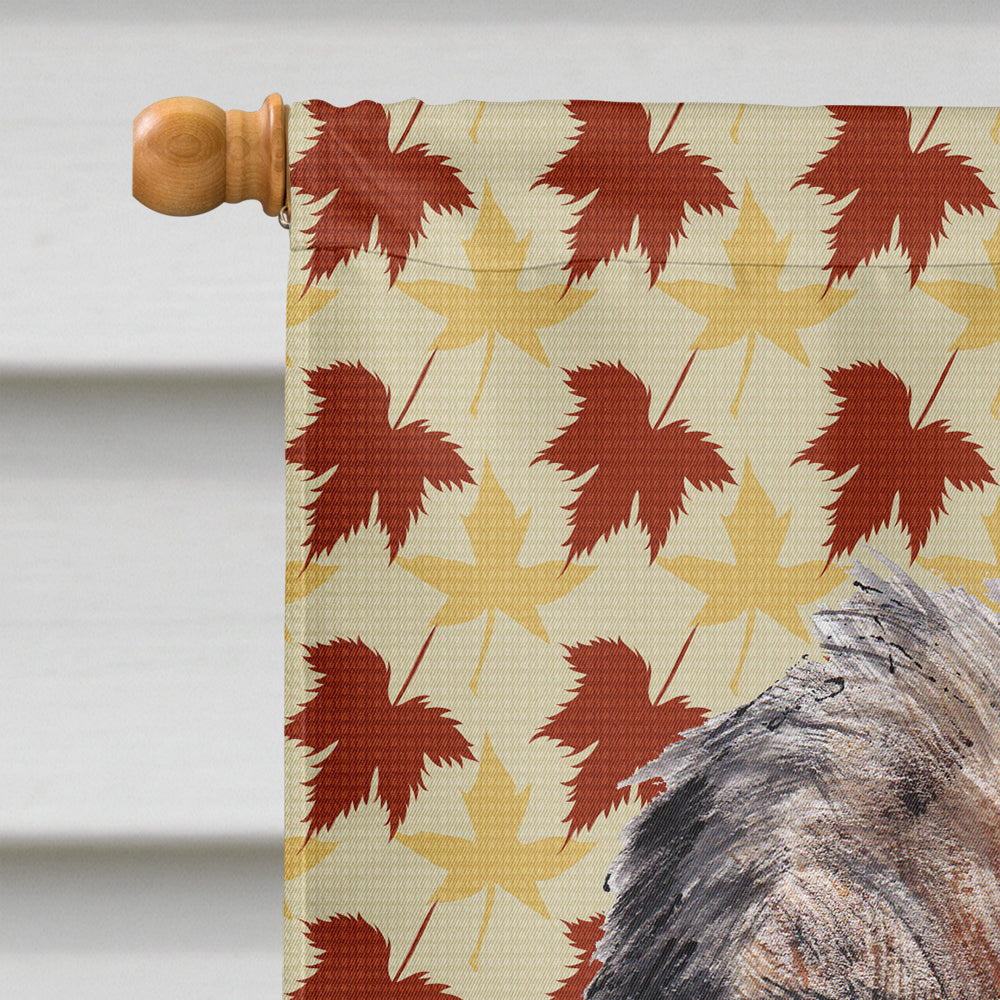 Border Terrier Fall Leaves House Flag 28x40 Porch Sleeve Pole Decorative Outside Yard Banner Artwork Wall Hanging, Polyester