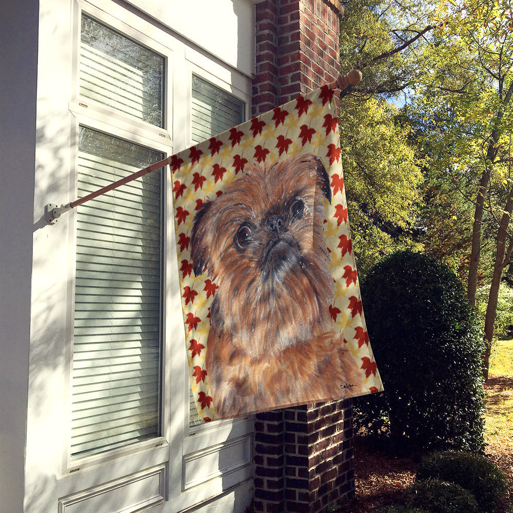 Brussels Griffon Fall Leaves House Flag 28x40 Porch Sleeve Pole Decorative Outside Yard Banner Artwork Wall Hanging, Polyester