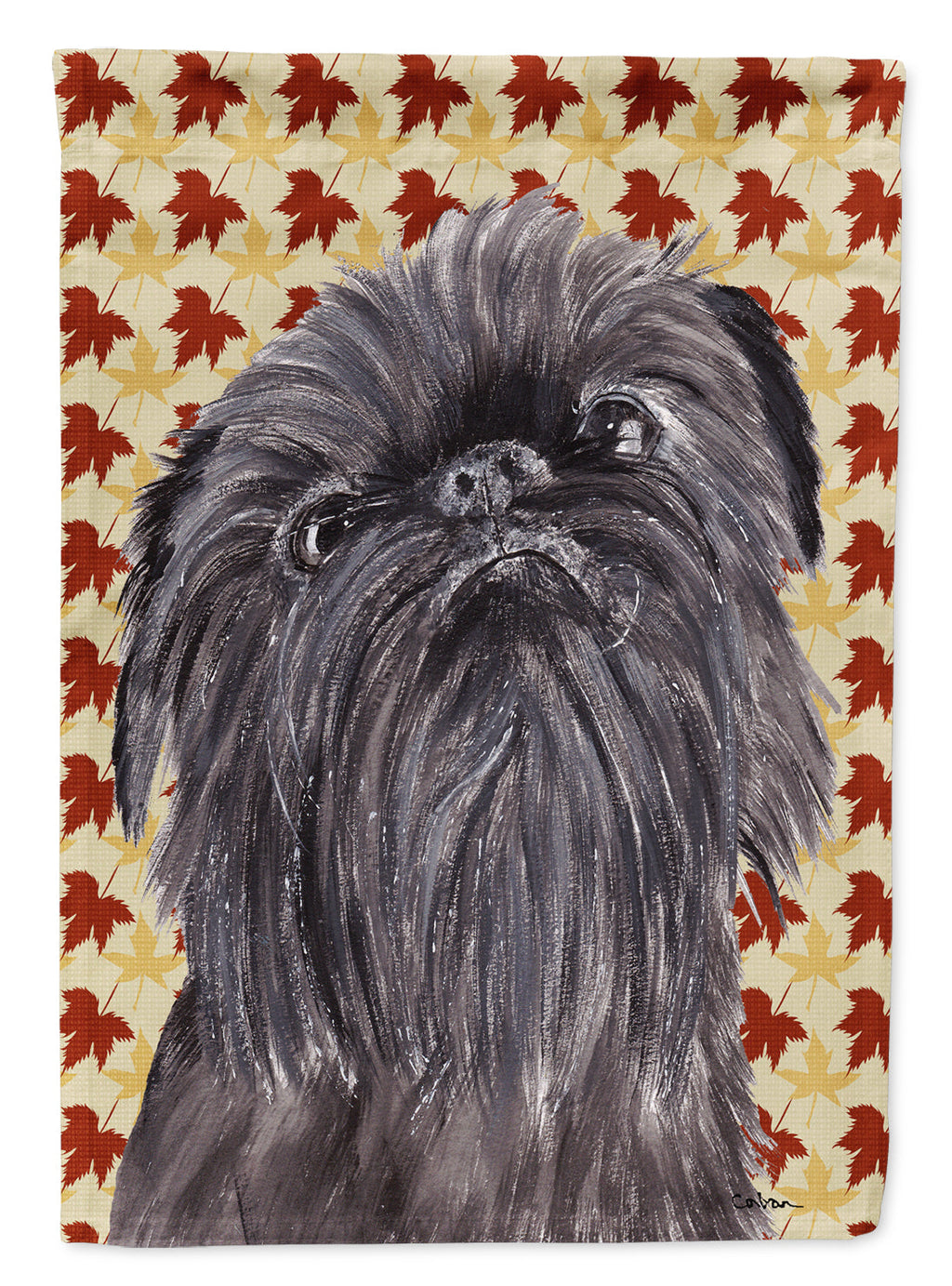 Brussels Griffon Fall Leaves House Flag 28x40 Porch Sleeve Pole Decorative Outside Yard Banner Artwork Wall Hanging, Polyester