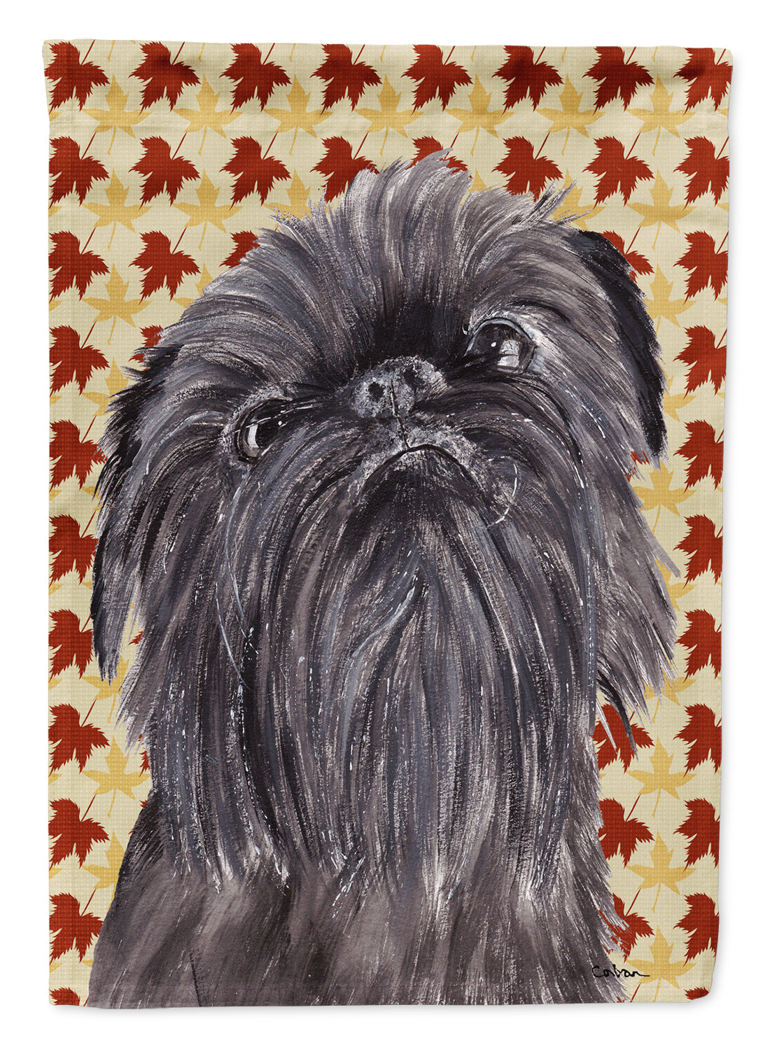 Brussels Griffon Fall Leaves House Flag 28x40 Porch Sleeve Pole Decorative Outside Yard Banner Artwork Wall Hanging, Polyester