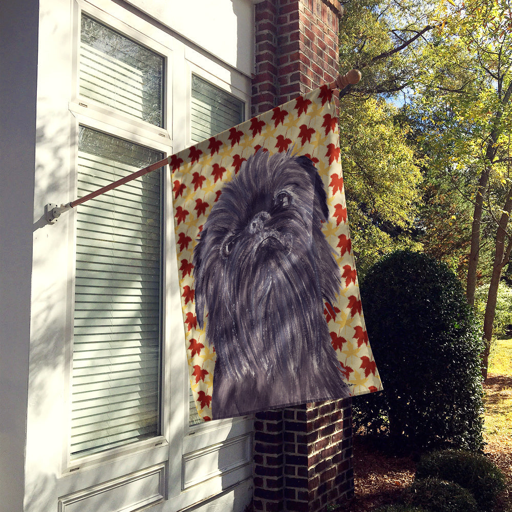 Brussels Griffon Fall Leaves House Flag 28x40 Porch Sleeve Pole Decorative Outside Yard Banner Artwork Wall Hanging, Polyester