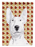 Bull Terrier Fall Leaves House Flag 28x40 Porch Sleeve Pole Decorative Outside Yard Banner Artwork Wall Hanging, Polyester