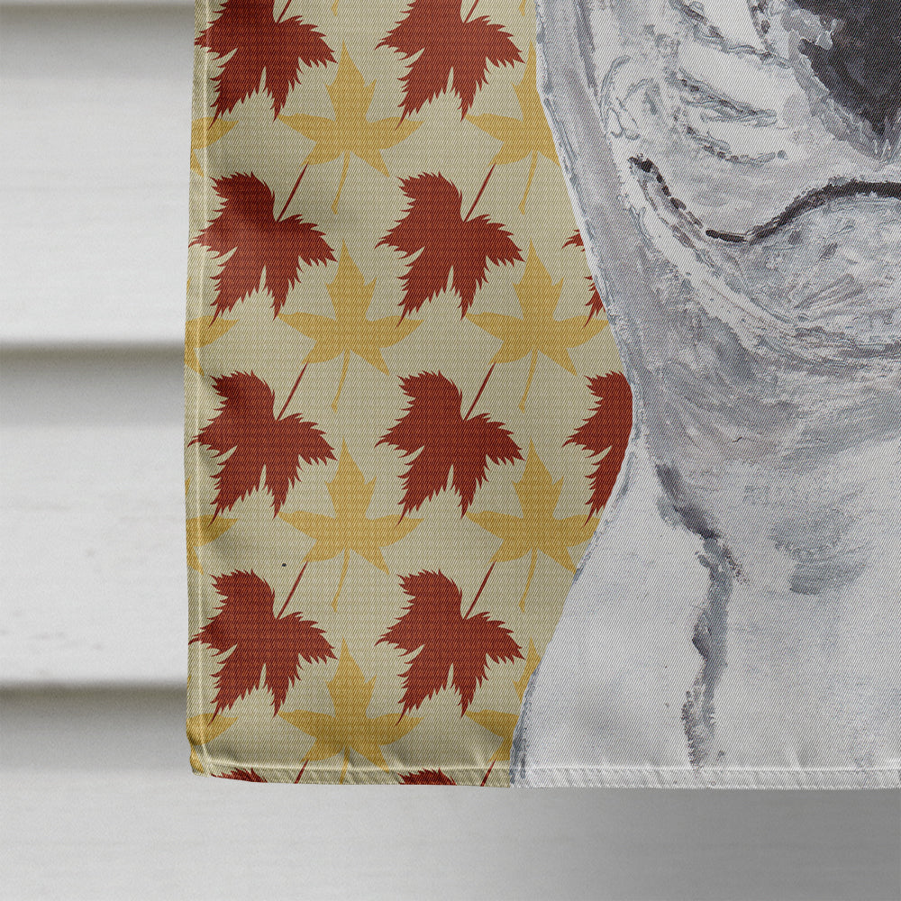 Bull Terrier Fall Leaves House Flag 28x40 Porch Sleeve Pole Decorative Outside Yard Banner Artwork Wall Hanging, Polyester