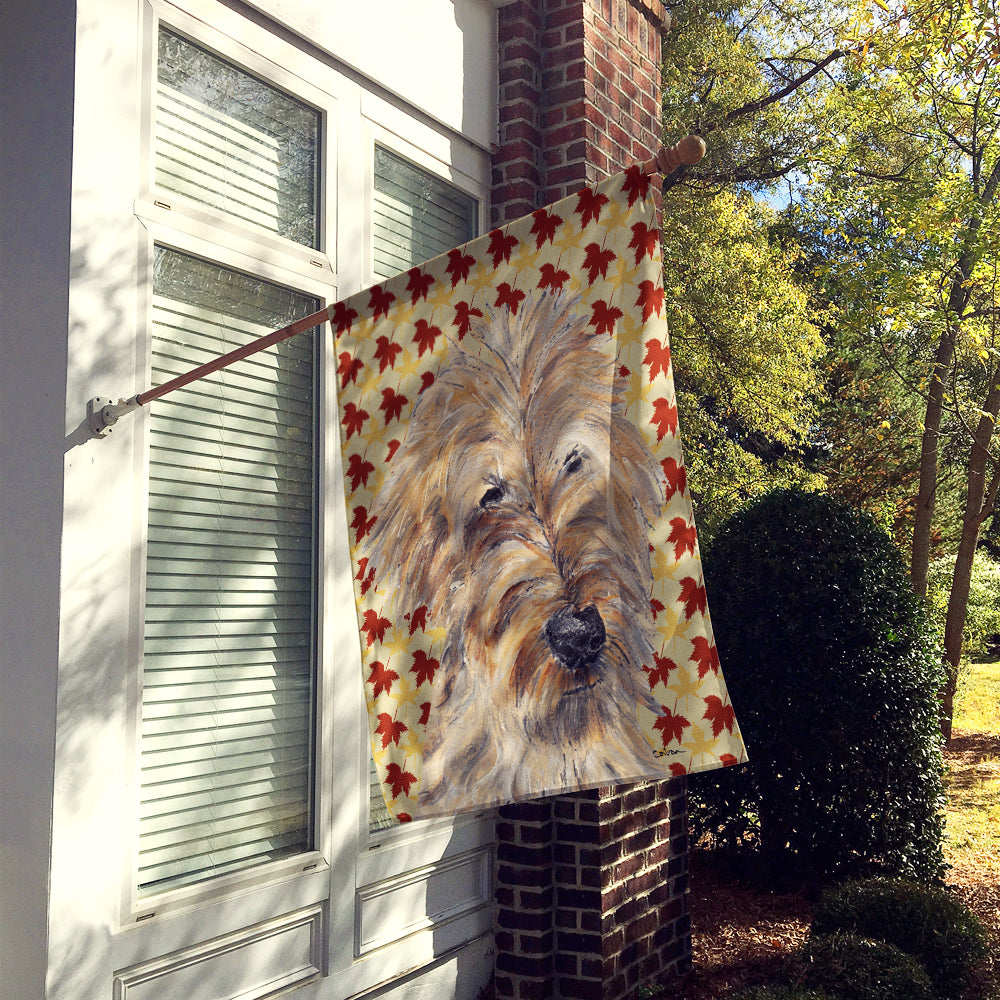 Golden Doodle Fall Leaves House Flag 28x40 Porch Sleeve Pole Decorative Outside Yard Banner Artwork Wall Hanging, Polyester