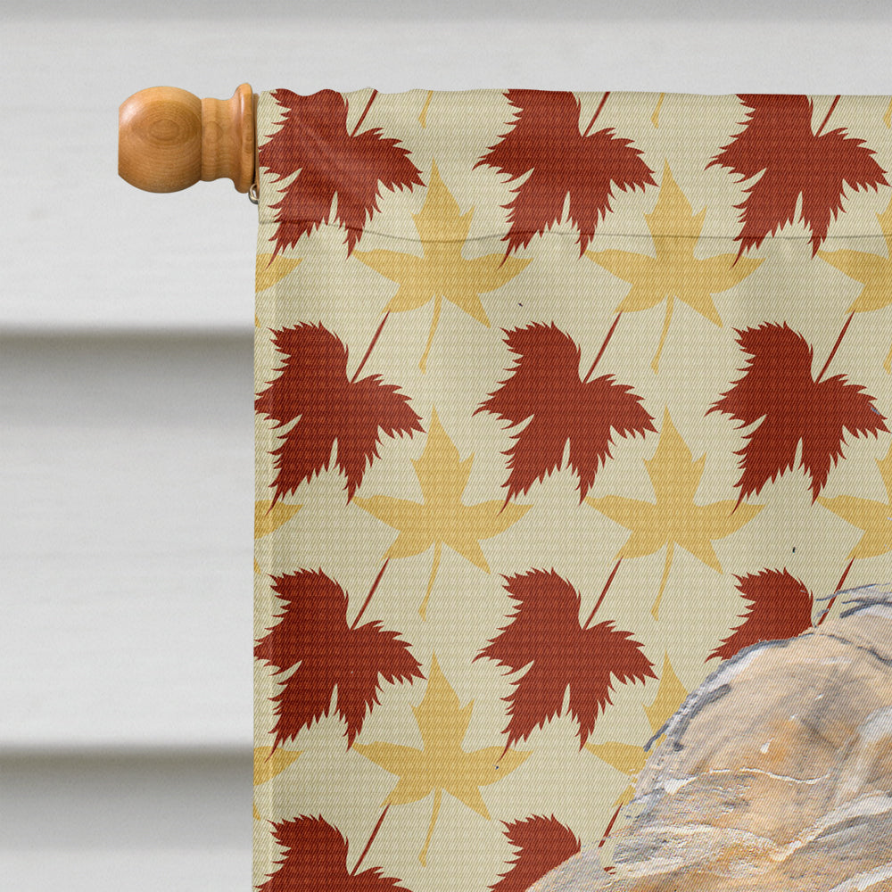 Golden Doodle Fall Leaves House Flag 28x40 Porch Sleeve Pole Decorative Outside Yard Banner Artwork Wall Hanging, Polyester