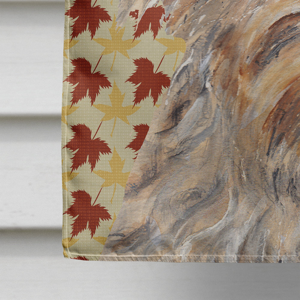 Golden Doodle Fall Leaves House Flag 28x40 Porch Sleeve Pole Decorative Outside Yard Banner Artwork Wall Hanging, Polyester