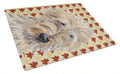 Golden Doodle Fall Leaves Cutting Board Tempered Glass Kitchen Cutting Surface, Heat Resistant Chopping, Non-Slip Feet, Food Prep & Serving