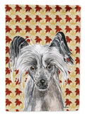 Chinese Crested Fall Leaves House Flag 28x40 Porch Sleeve Pole Decorative Outside Yard Banner Artwork Wall Hanging, Polyester